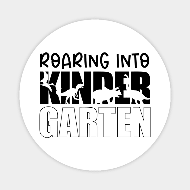 roaring into kindergarten back to school dinosaur Magnet by Darksavage